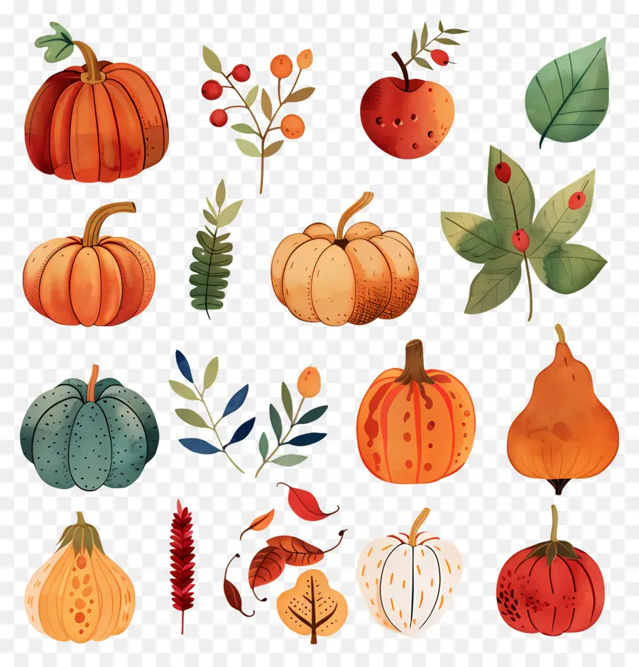 La Récolte De La Saison，Pumpkins Aquarelles PNG