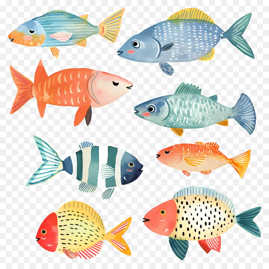 Les Poissons，Poissons Colorés PNG