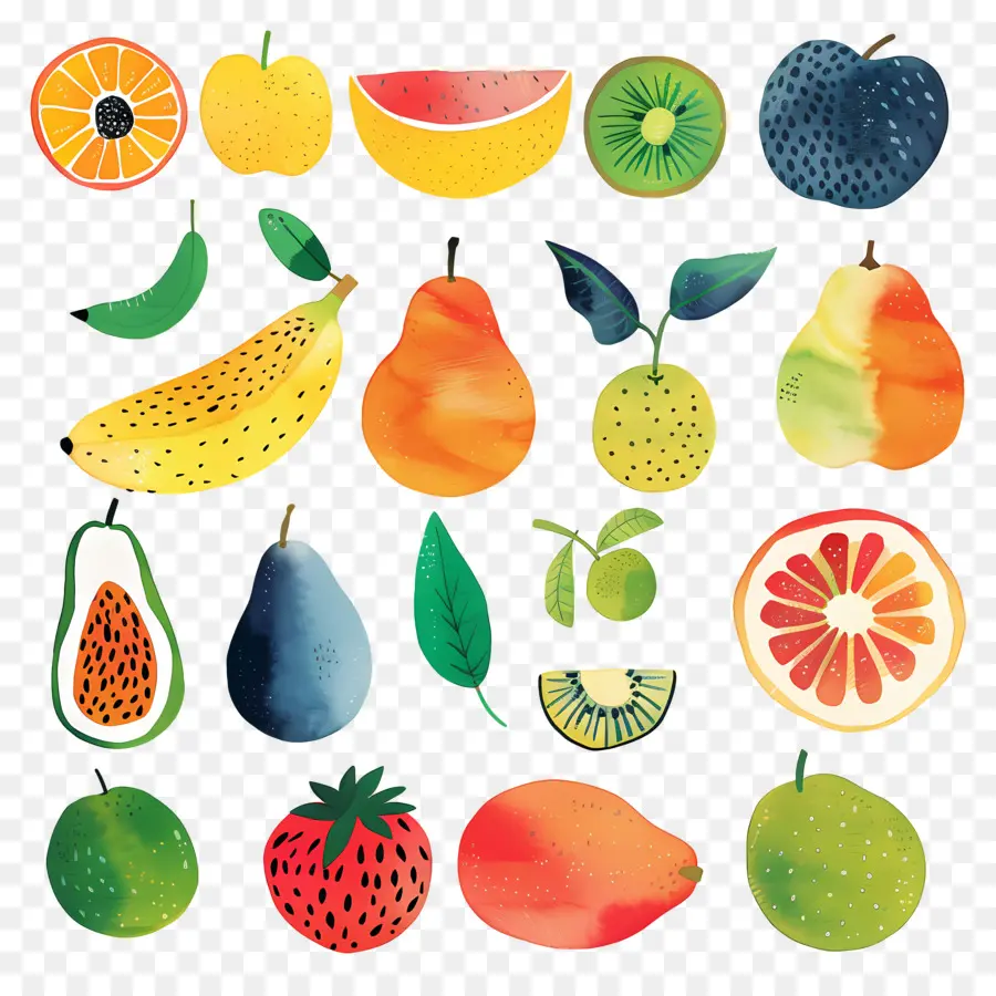 Fruits，Aquarelle PNG