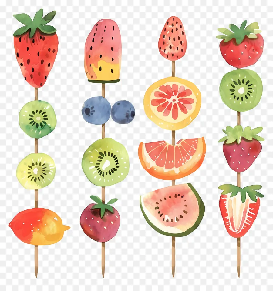 Brochettes De Fruits，La Pastèque PNG