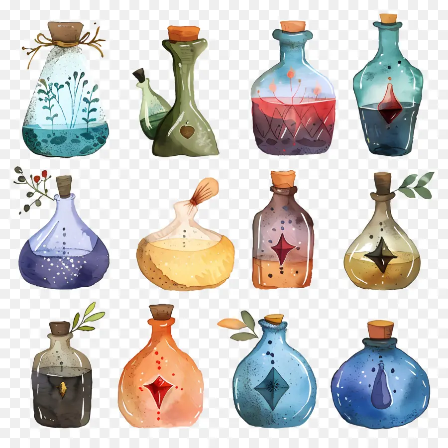 La Potion Magique，Peintures D'aquarelle PNG