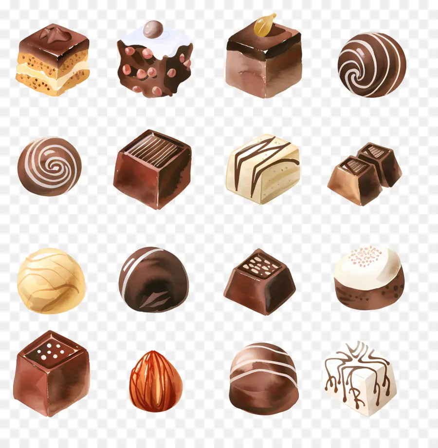 Chocolats，Peinture à L'aquarelle PNG