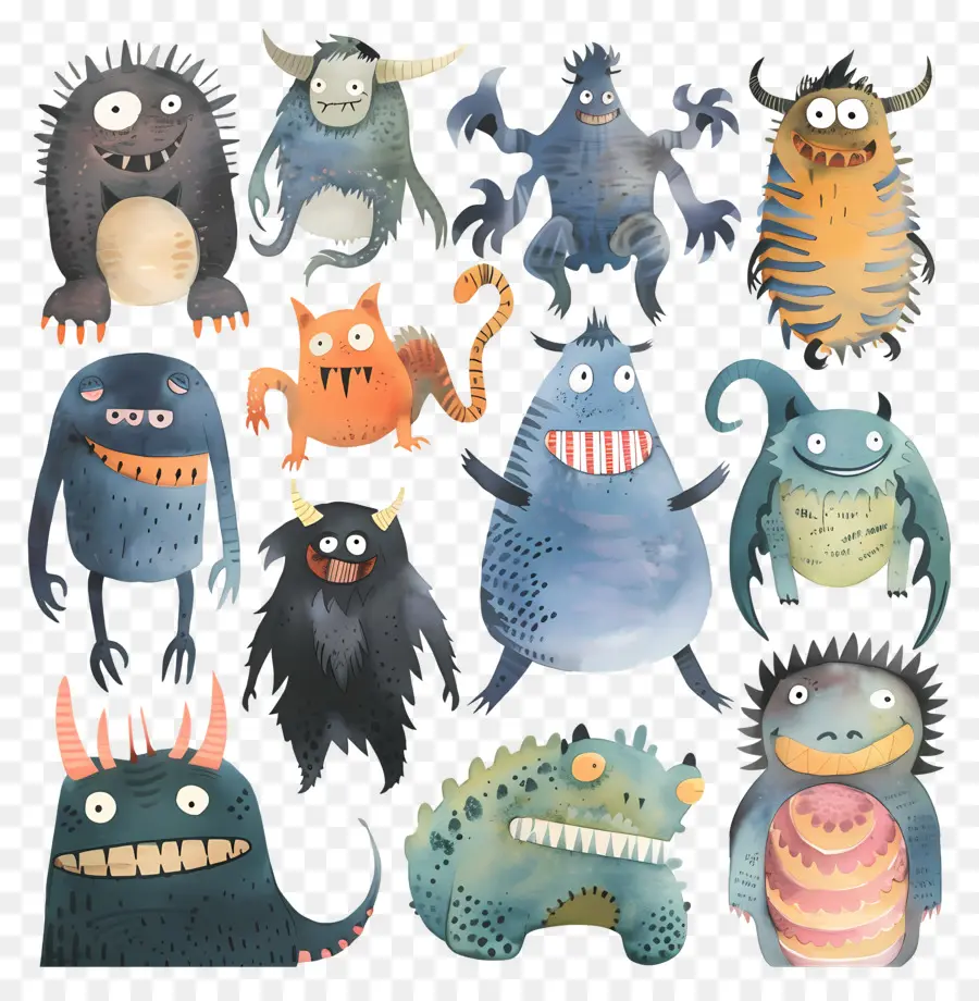 Monstre，Illustrations De Monstre Aquarelle PNG