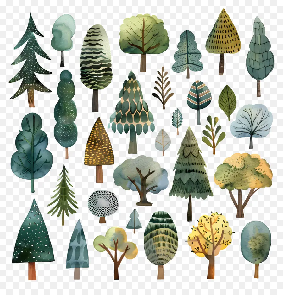 La Forêt，Aquarelle Arbres PNG