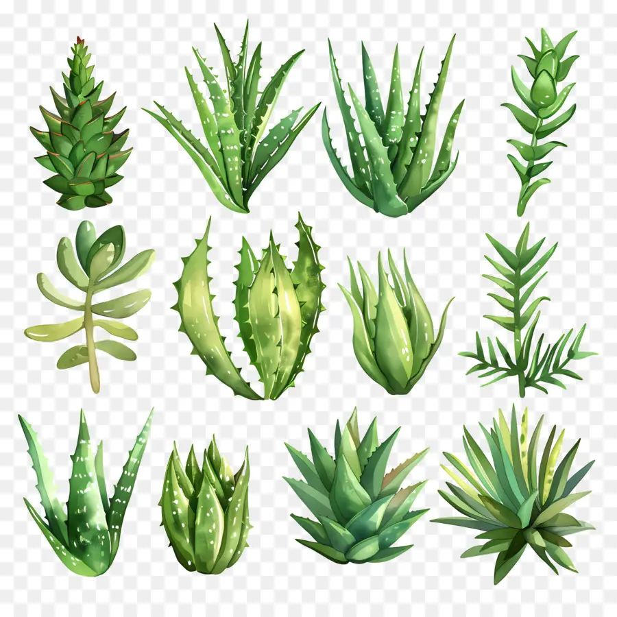 L'aloe Vera，Aquarelle PNG