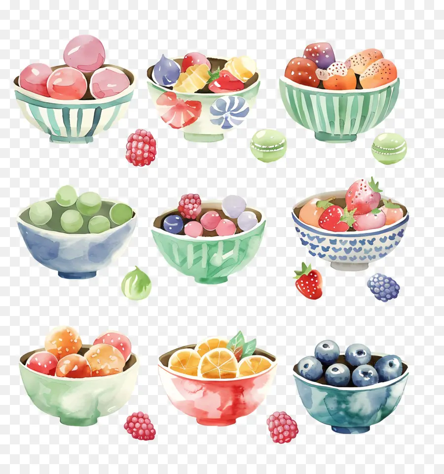 Bol Bonbons，Des Illustrations à L'aquarelle PNG