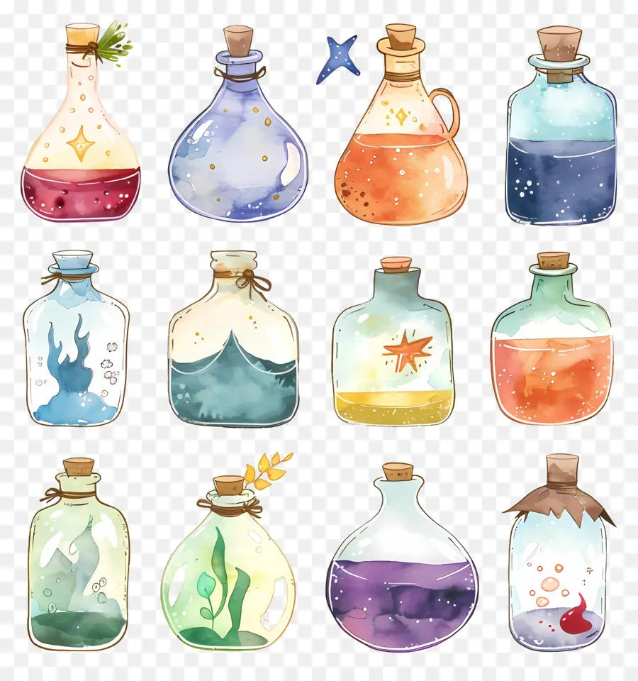 La Potion Magique，Peintures D'aquarelle PNG