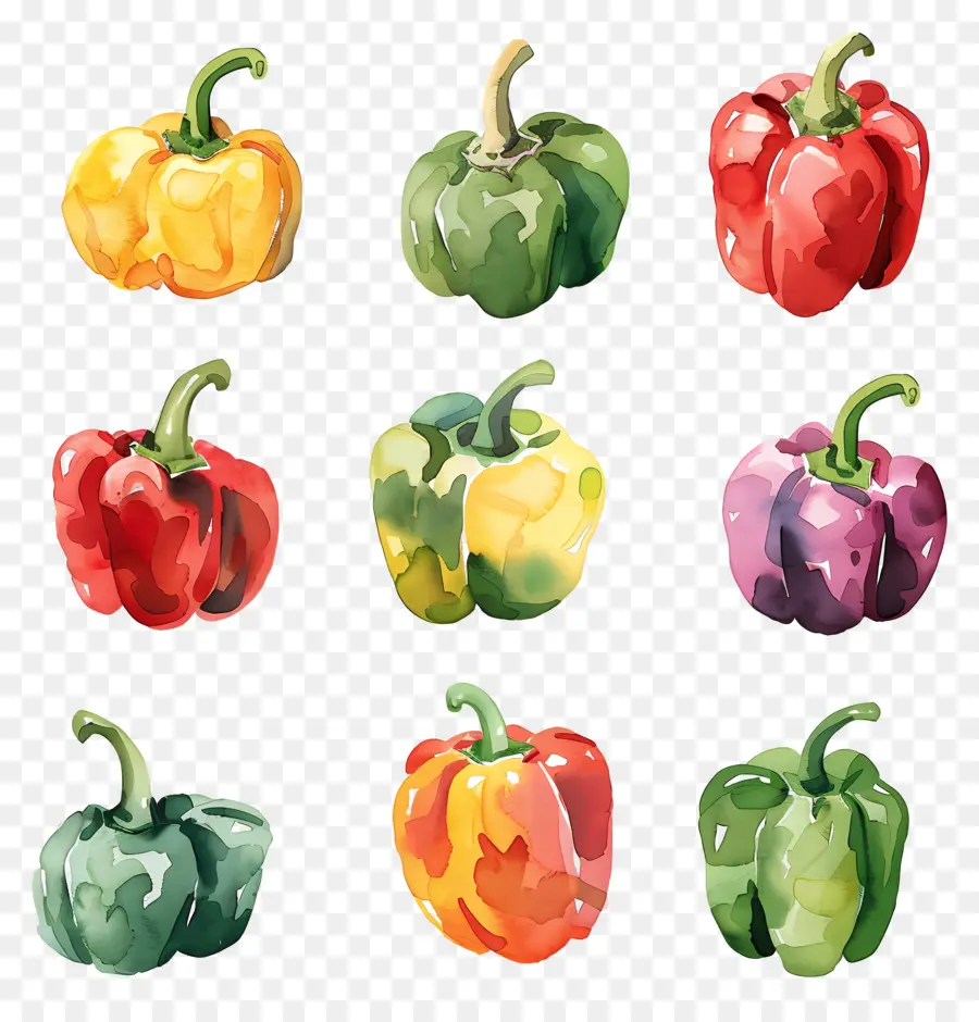 Poivrons，Peinture à L'aquarelle PNG