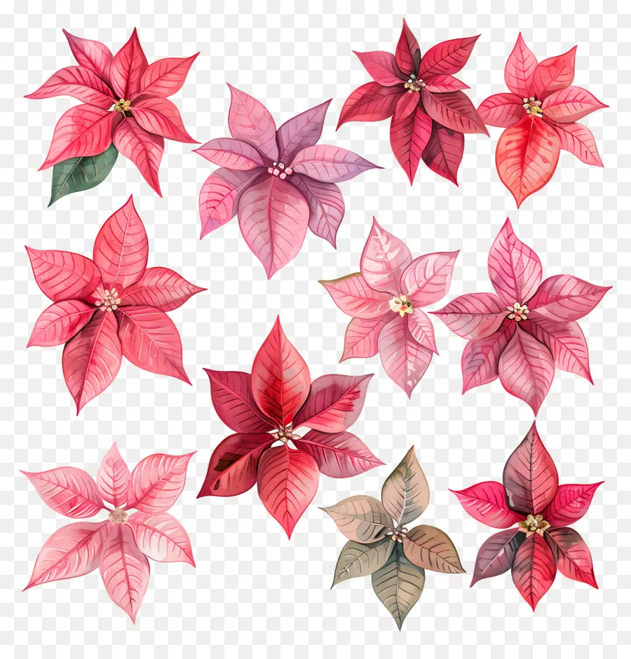 Poinsettia，Fleurs Rouges PNG