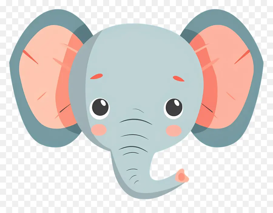 Visage D'éléphant Mignon，éléphant De Dessin Animé PNG