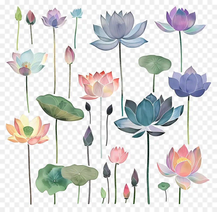 Lotus，Aquarelle PNG