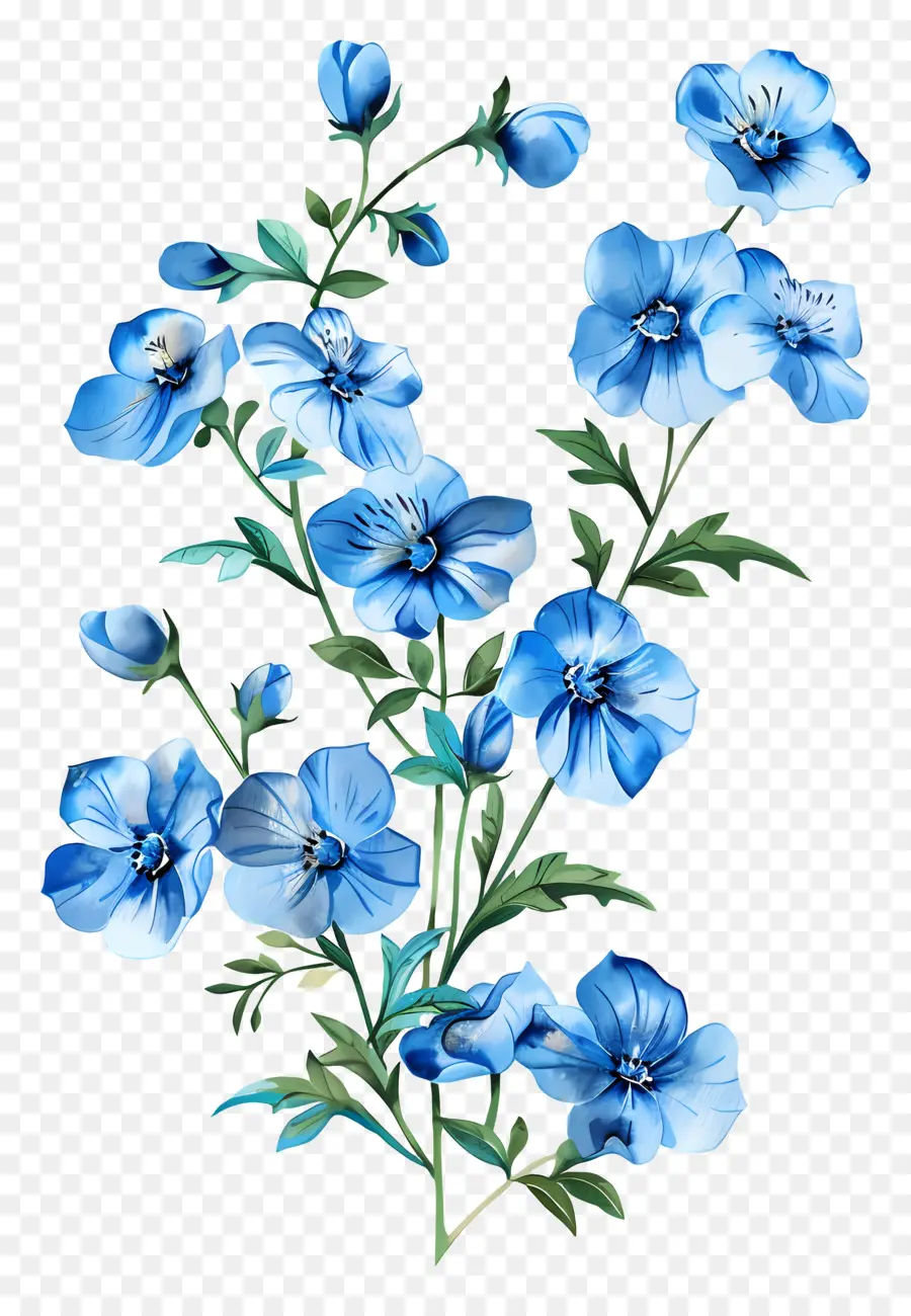 Fleurs Bleues，Peinture à L'aquarelle PNG