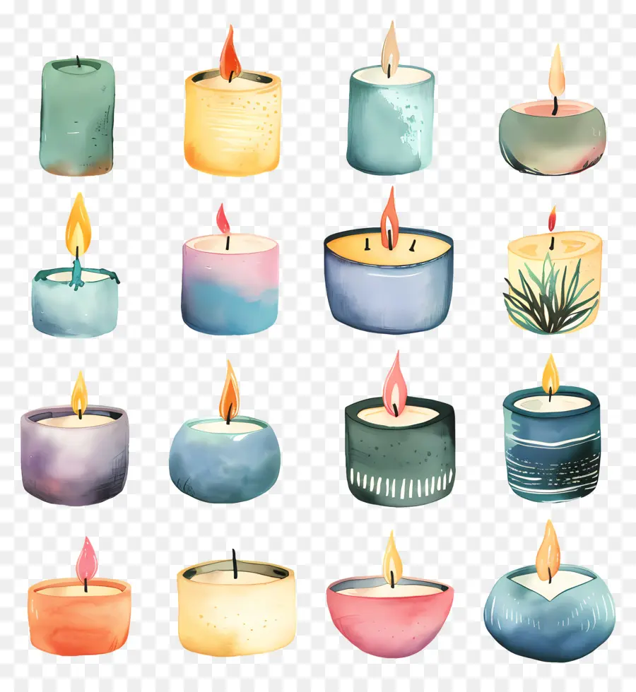 Bougies，Aquarelle Bougies PNG