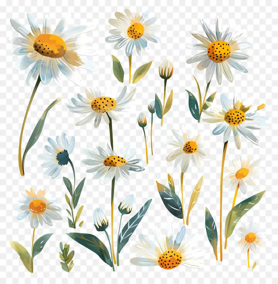 Fleur De Marguerite，Illustration Aquarelle PNG