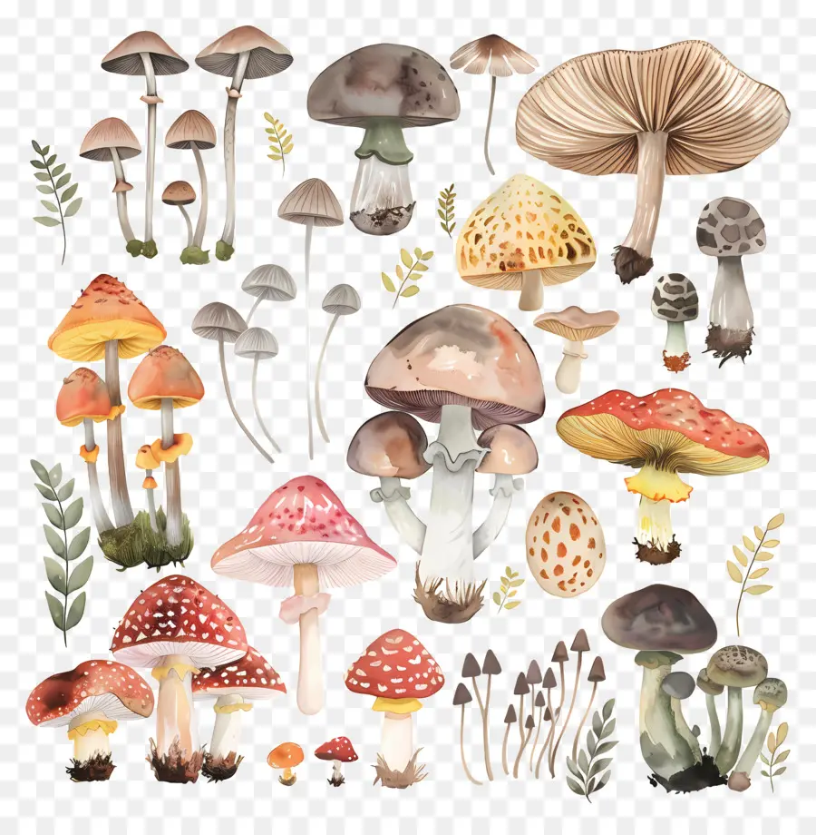 Champignons，Aquarelle PNG