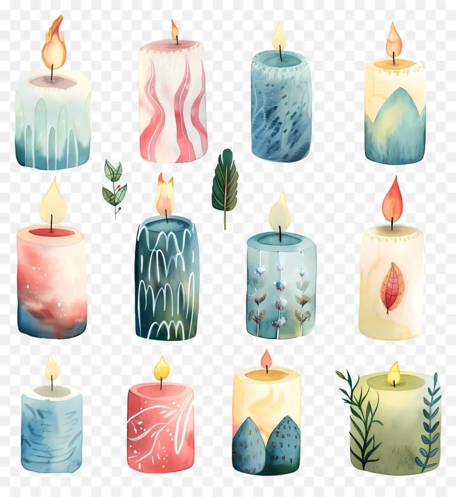 Bougies，Aquarelle PNG