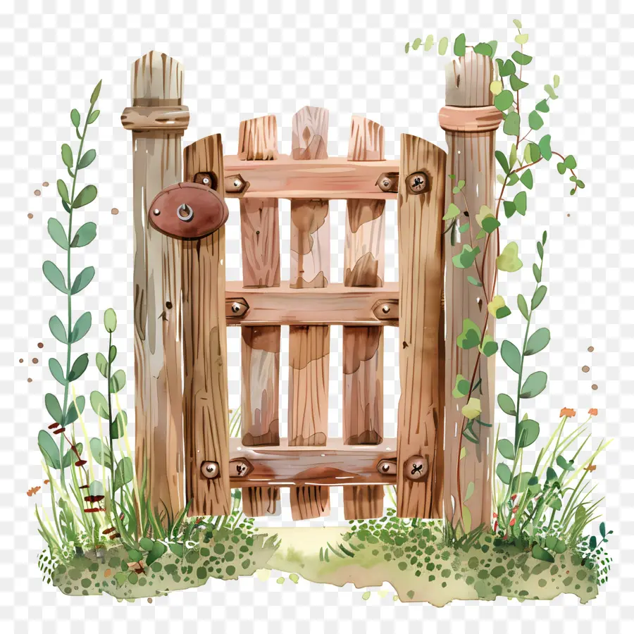 Clôture En Bois，Porte En Bois PNG