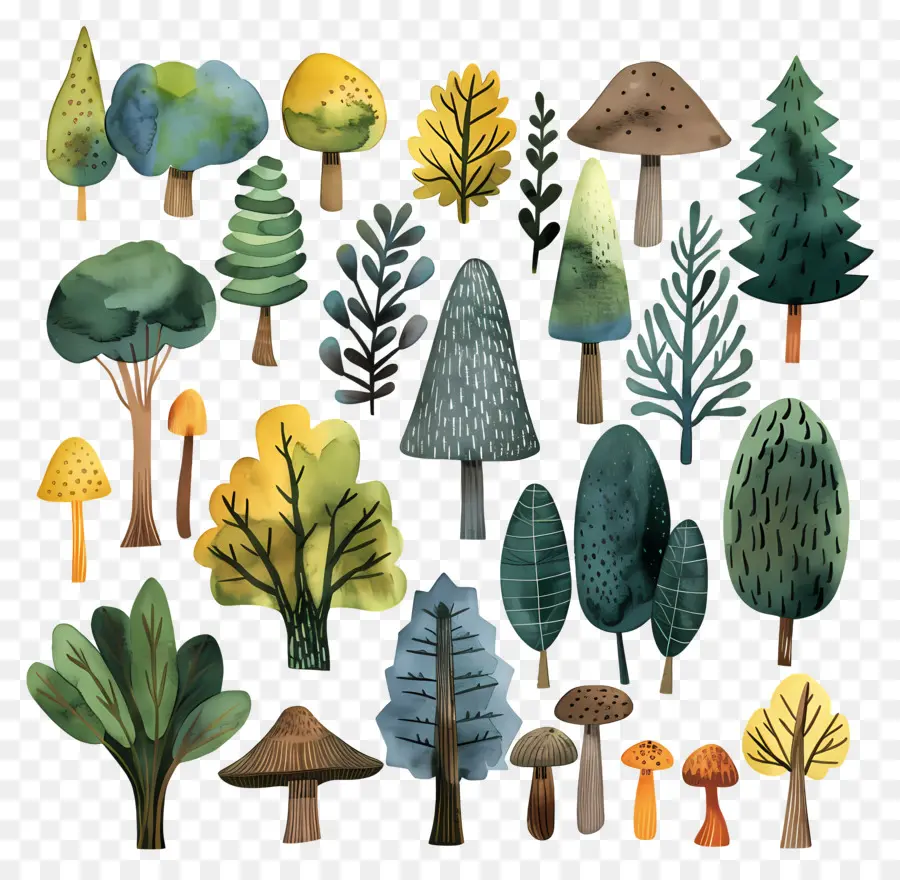 La Forêt，Aquarelle Arbres PNG