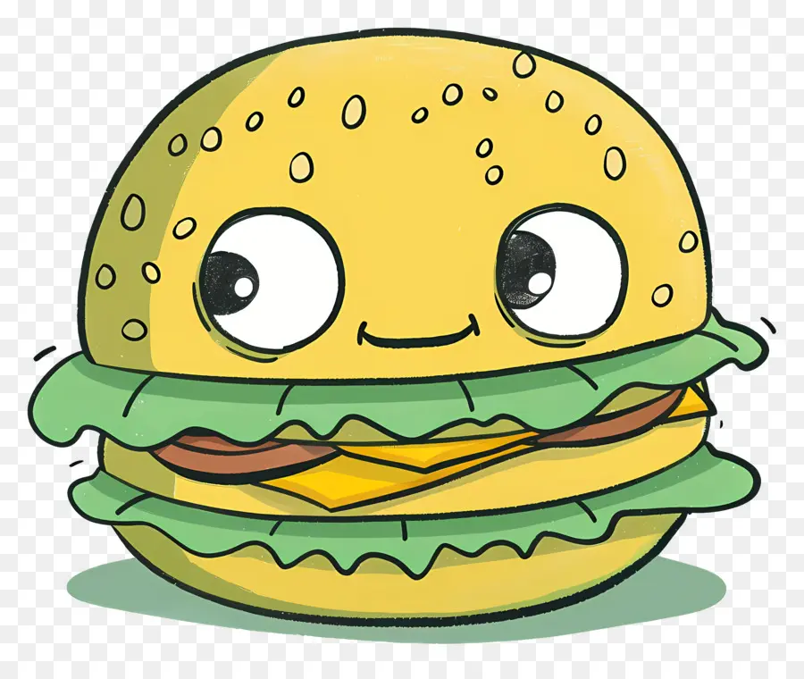 Dessin Animé Hamburger，Visage Heureux PNG