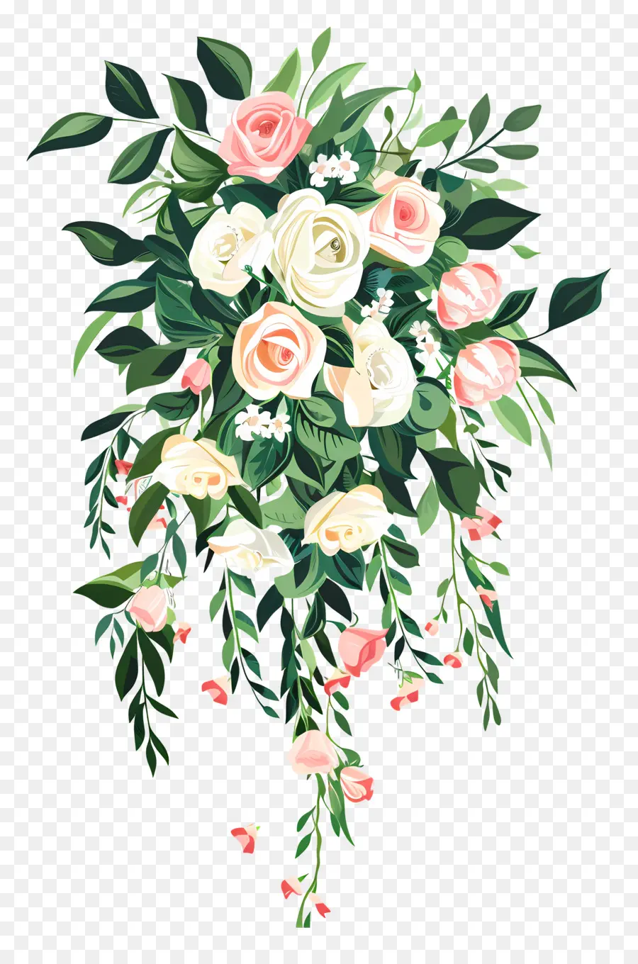 Bouquet De Mariée En Cascade，Les Roses Roses PNG