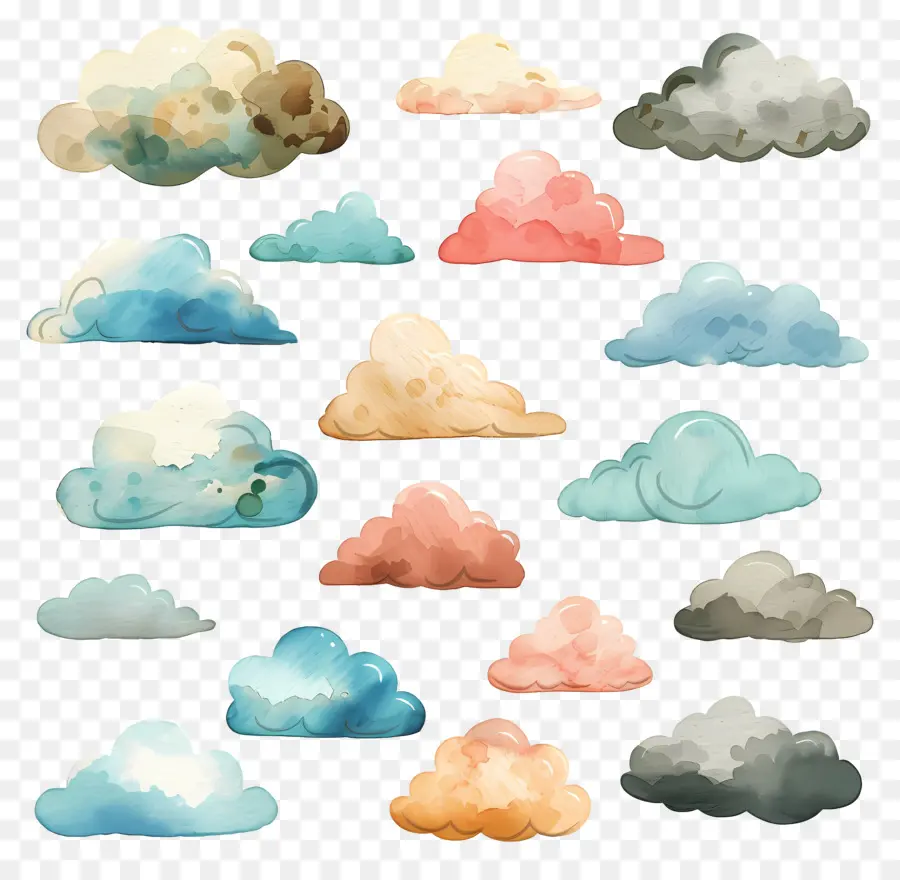 Nuage，Peinture à L'aquarelle PNG