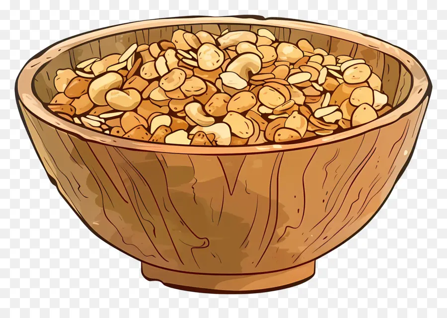 Granola，Bol En Bois PNG