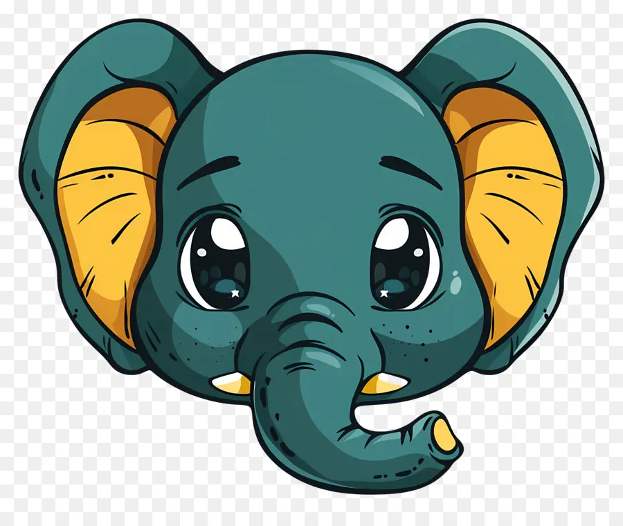 Visage D'éléphant Mignon，éléphant De Dessin Animé PNG