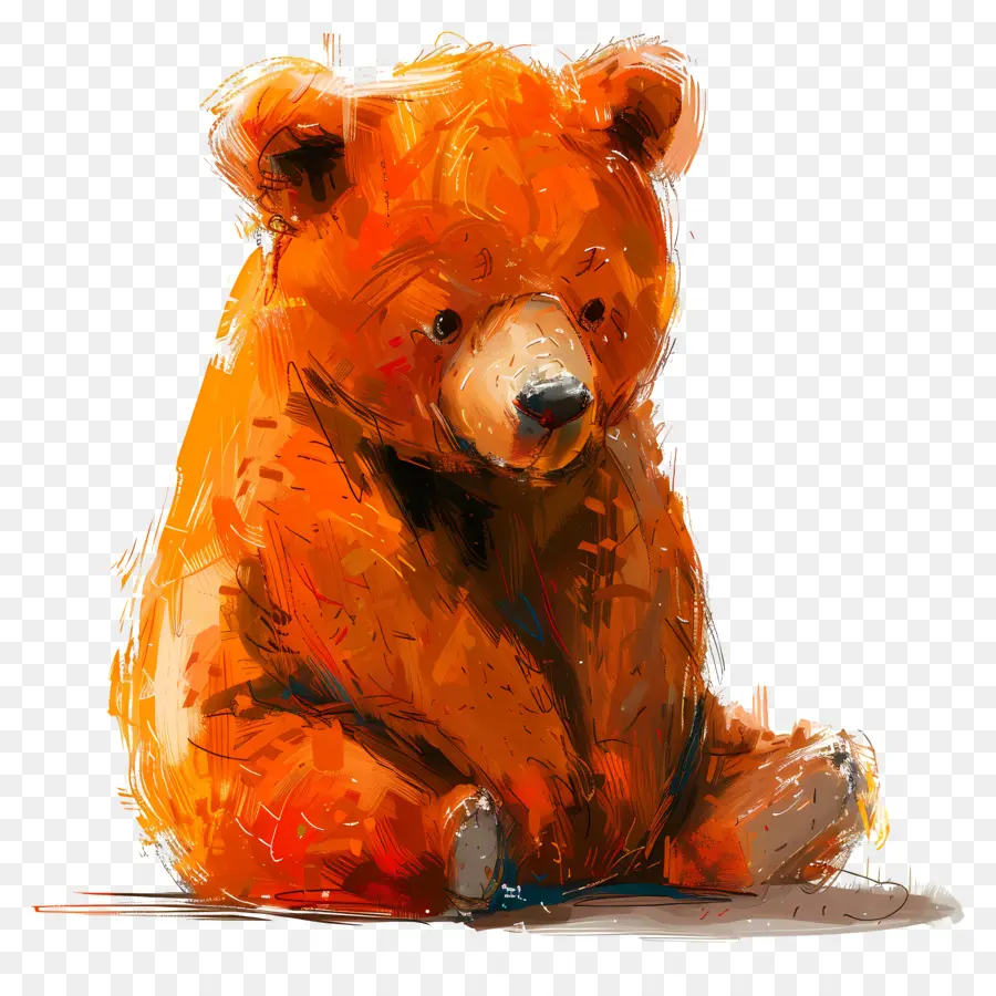 Ours，Peinture D'ours Orange PNG