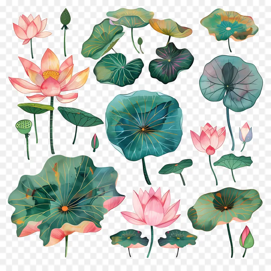 Lotus，Des Illustrations à L'aquarelle PNG