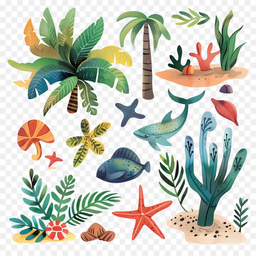 Plage，Plantes Tropicales PNG