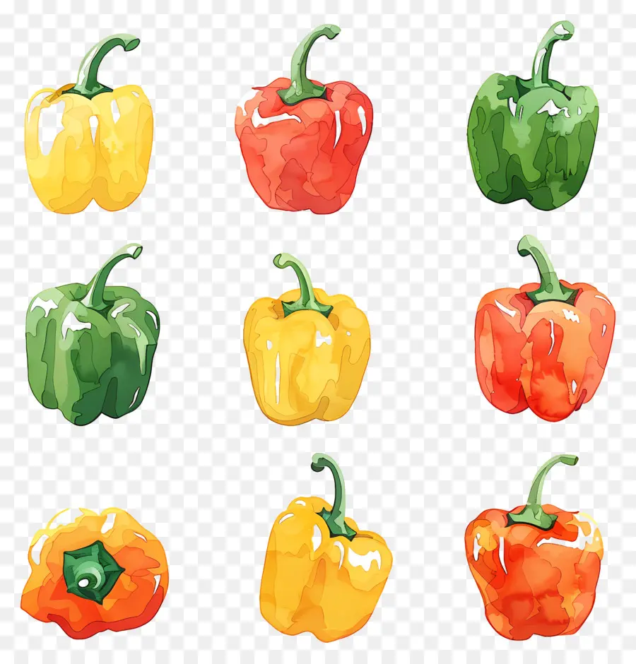 Poivrons，Peinture à L'aquarelle PNG