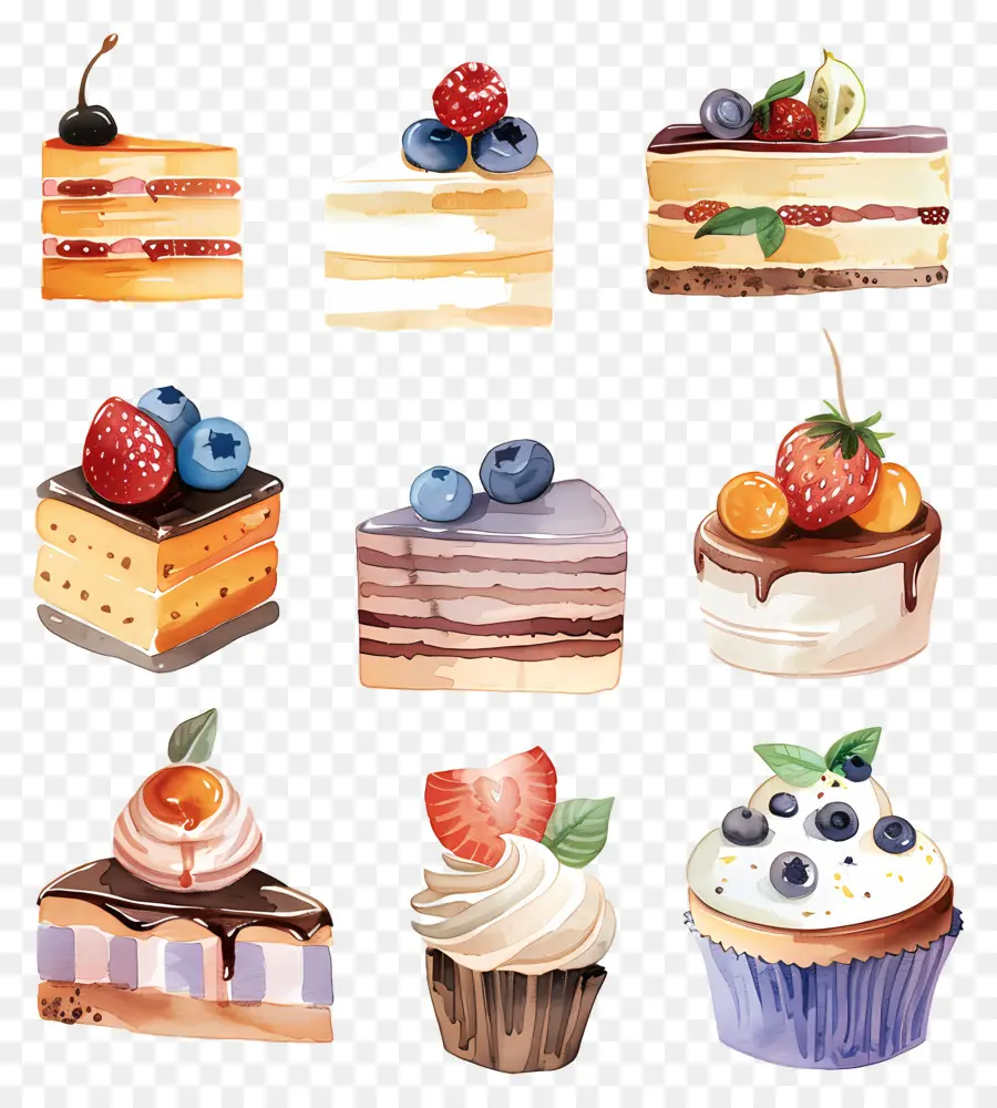 Dessert，Illustration Aquarelle PNG