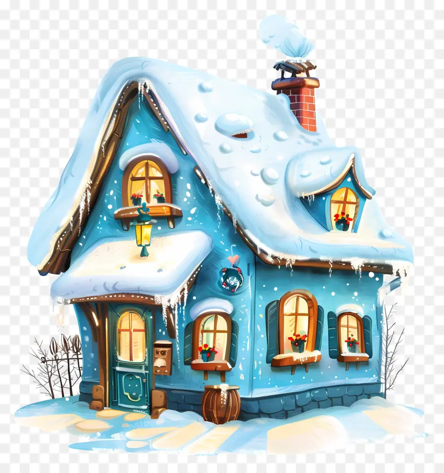 La Neige De L'hiver De La Maison，Bande Dessinée Illustration De La Maison PNG