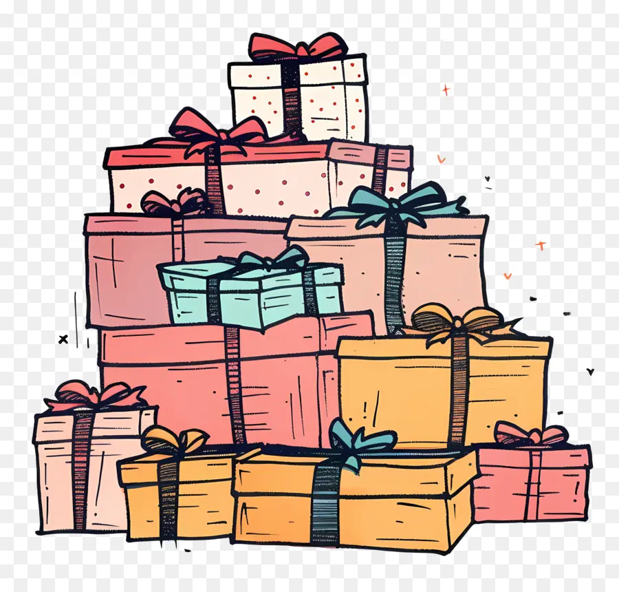 Pile De Cadeaux，Coffrets Cadeaux PNG