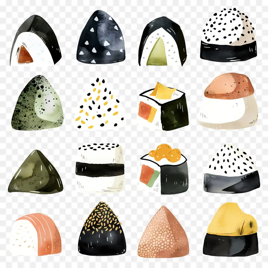 Onigiri，Aquarelle Sushi PNG