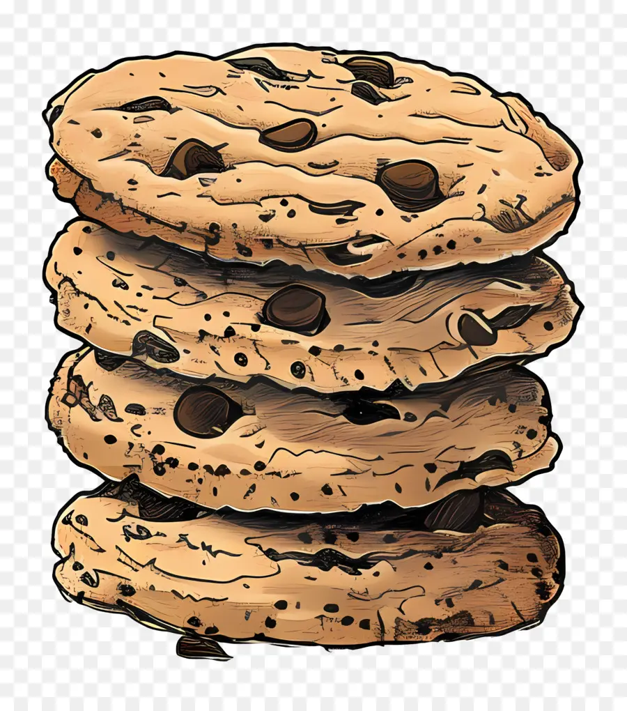 Pile De Cookies，Cookies Aux Pépites De Chocolat PNG