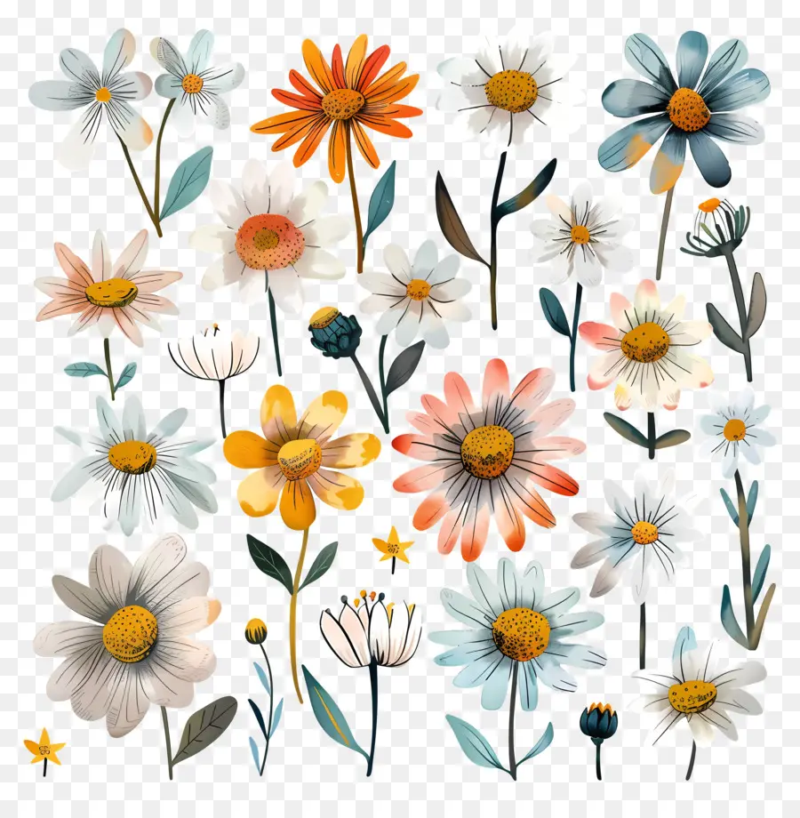 Fleur De Marguerite，Aquarelle Fleurs PNG