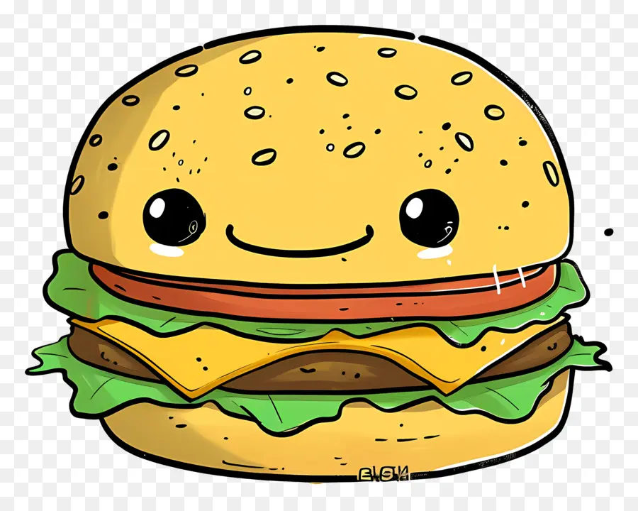 Dessin Animé Hamburger，Happy Hamburger PNG