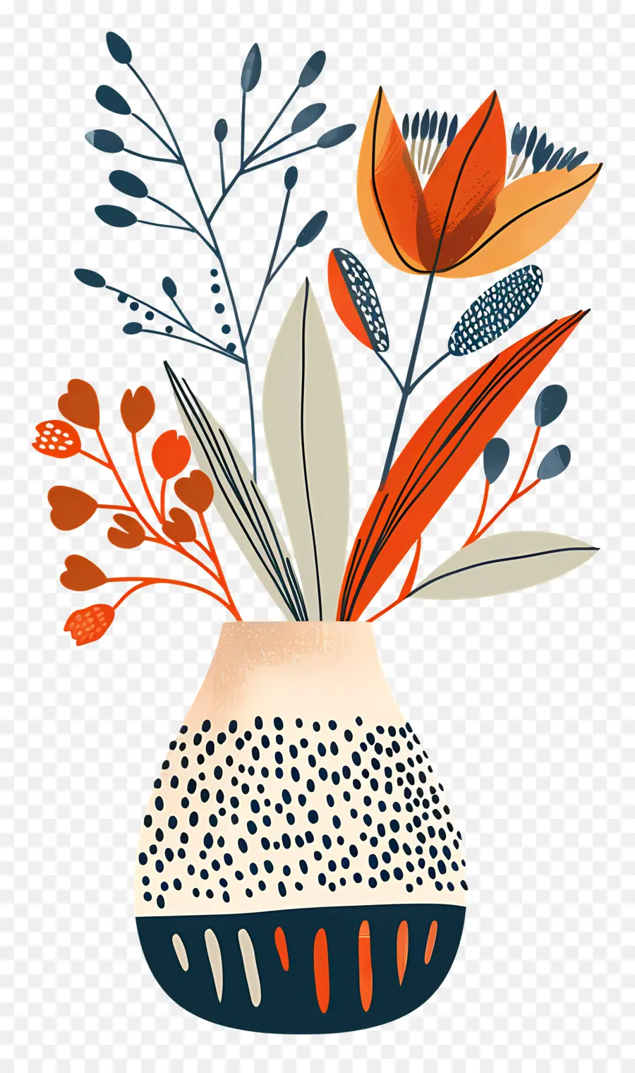 Vase Décoratif，Des Fleurs D'orange PNG