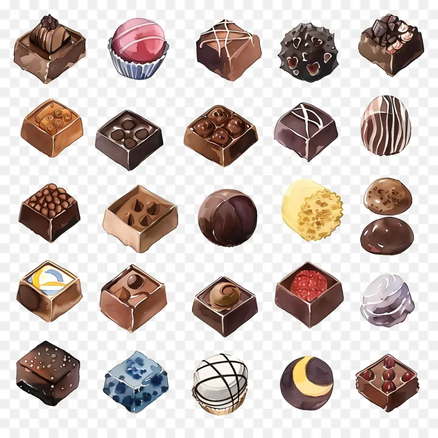 Chocolats，Peinture à L'aquarelle PNG