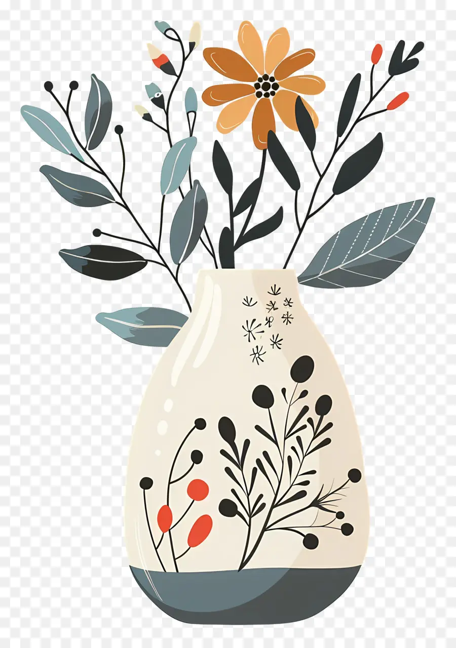 Vase Décoratif，Arrangement De Fleurs PNG