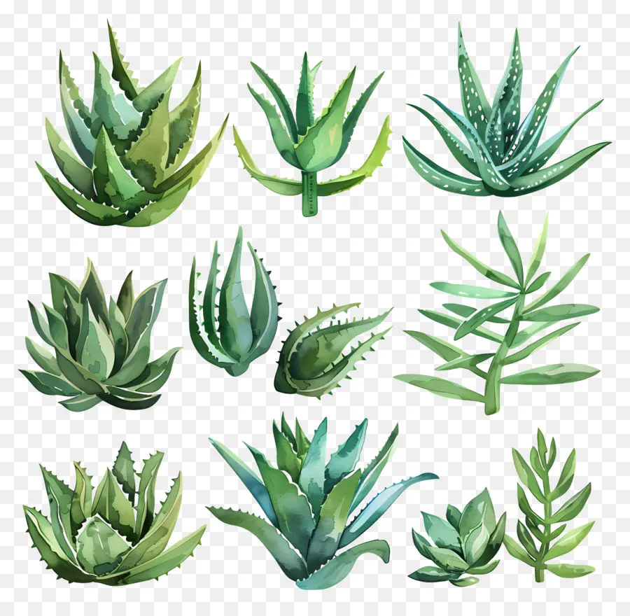 L'aloe Vera，Des Illustrations à L'aquarelle PNG