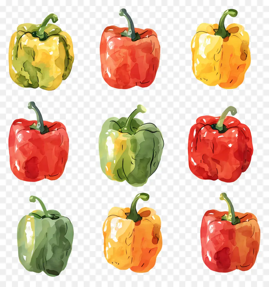 Poivrons，Aquarelle PNG