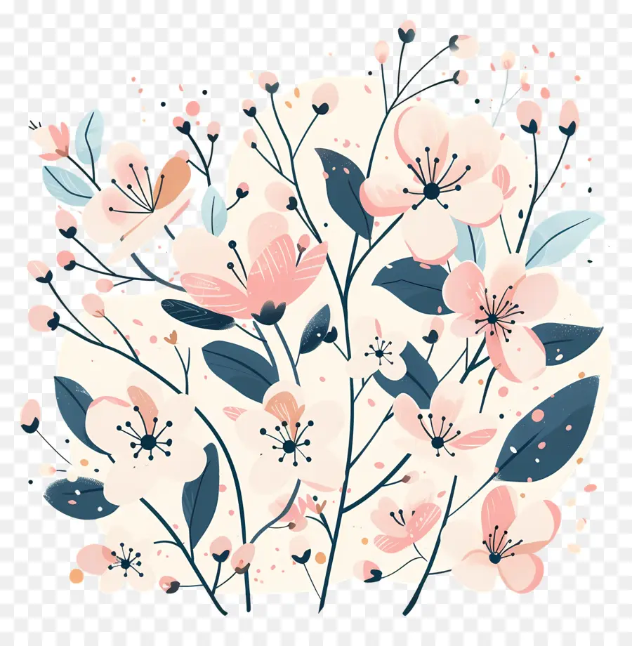 Blossoms Du Printemps，Fleurs Roses Et Blanches PNG