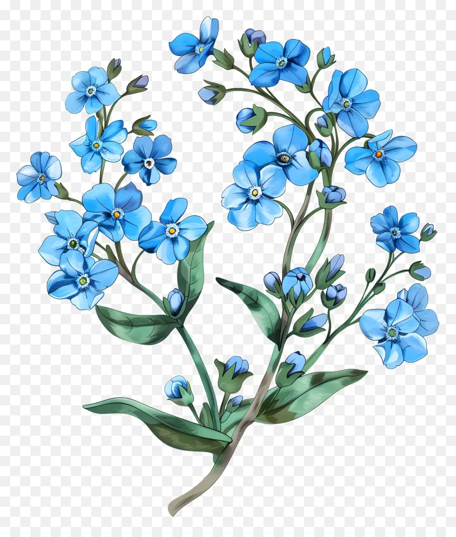 Fleurs Bleues，Peinture à L'aquarelle PNG