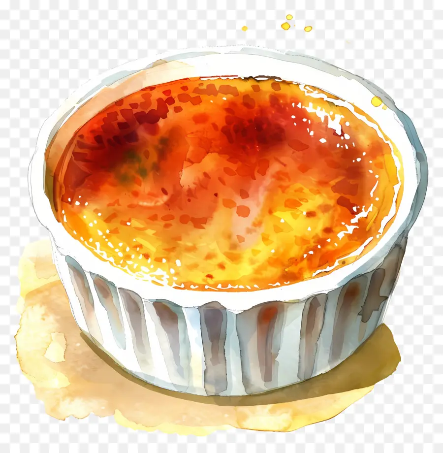 Crème Brûlée，Peinture à L'aquarelle PNG