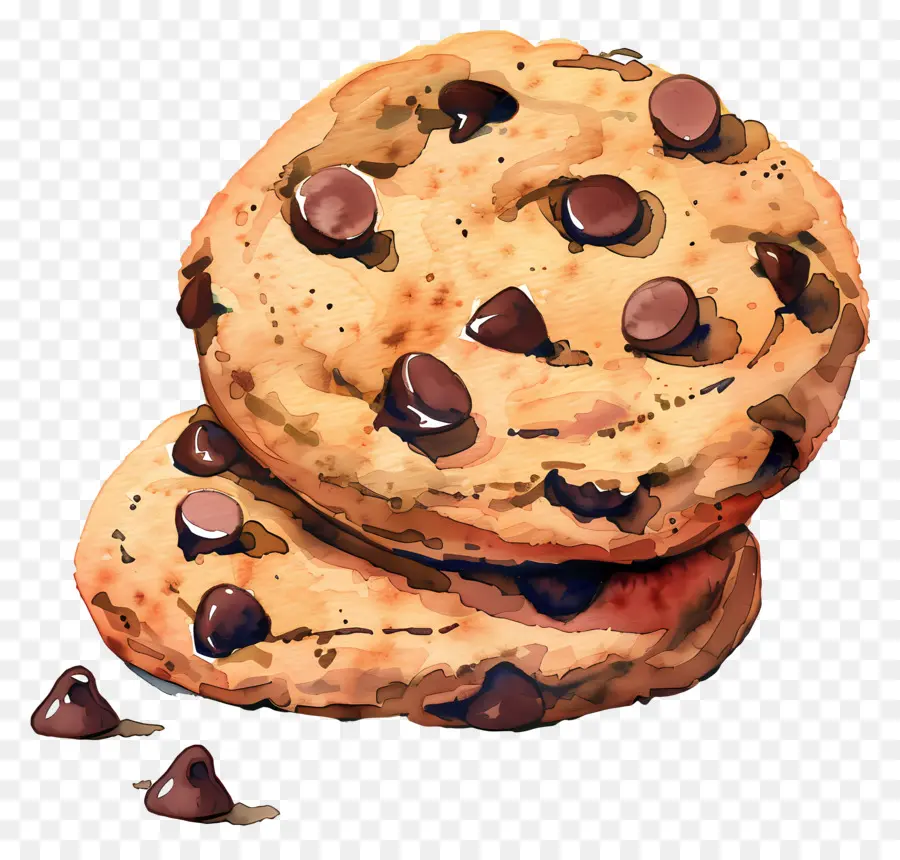 Cookies Aux Pépites De Chocolat，Aquarelle PNG