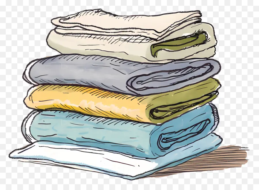 Pile De Serviettes，Les Serviettes De Toilette PNG