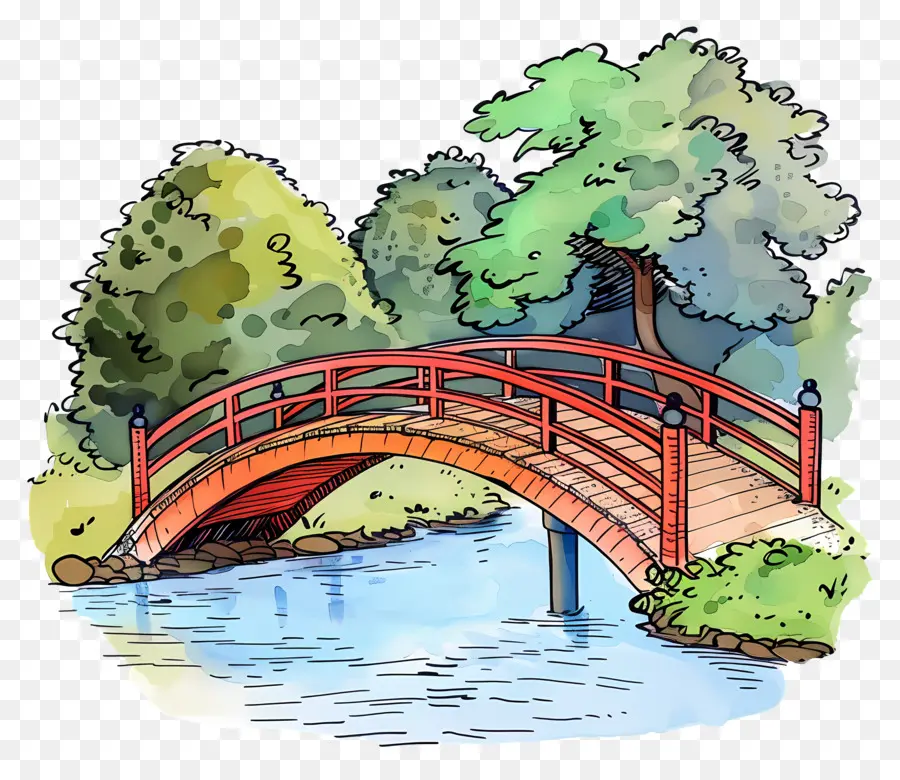 Pont Park，Peinture à L'aquarelle PNG