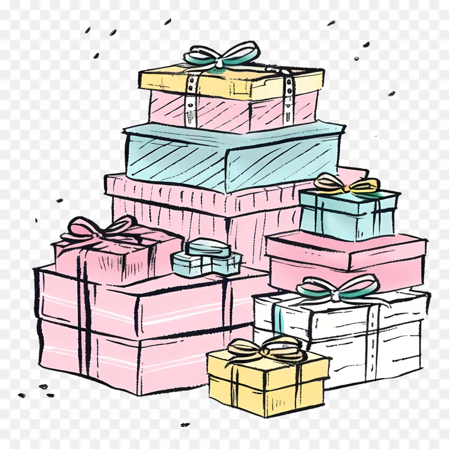 Pile De Cadeaux，Coloré PNG